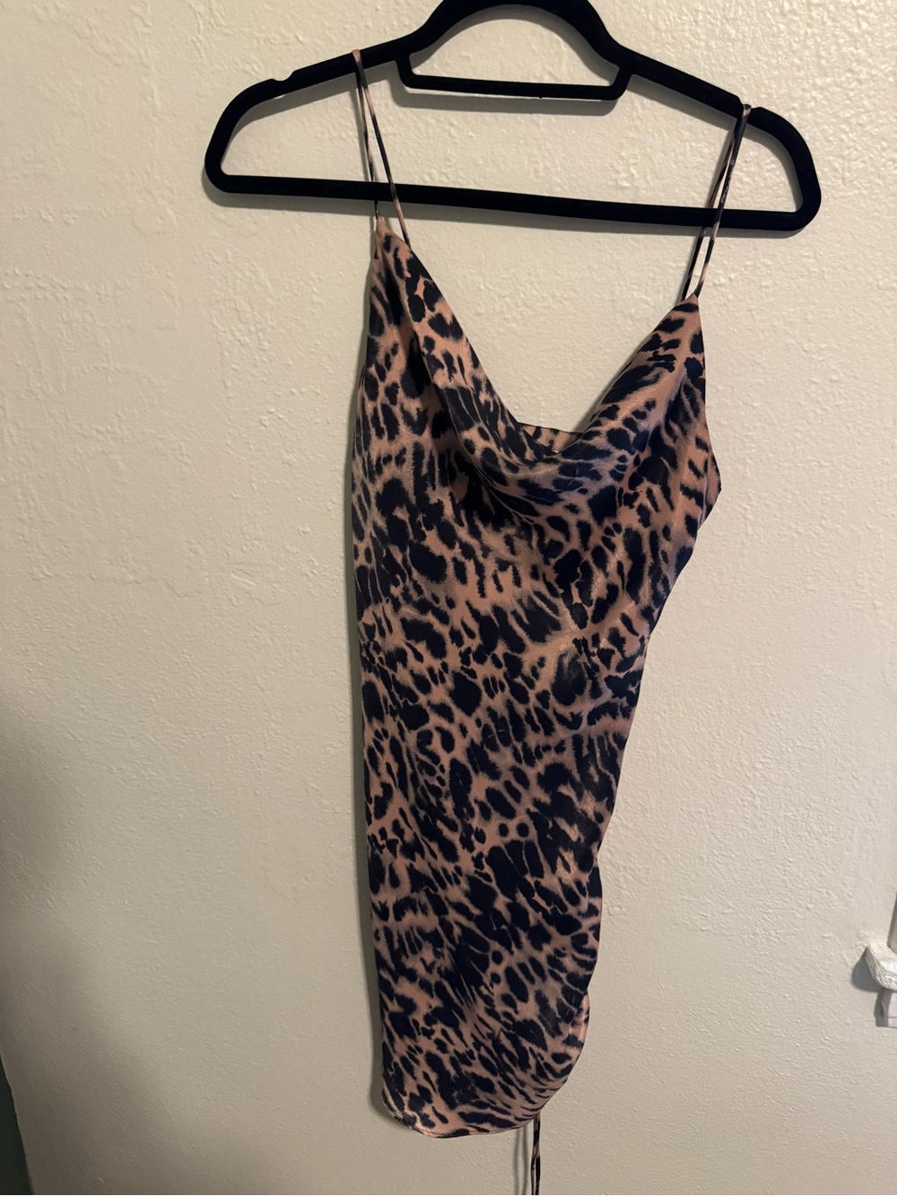 Topshop Leopard Slip Dress in Tan and Black